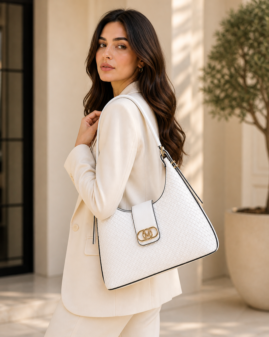 Molita White Woven Vegan Leather Handbag – Turkish Design