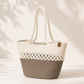 Vienca Two-Tone Woven Tote Bag – Elegant Spacious Everyday Handbag