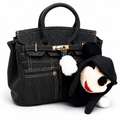 Vienca Black Denim Luxury Handbag – Elegant Structured Everyday Tote