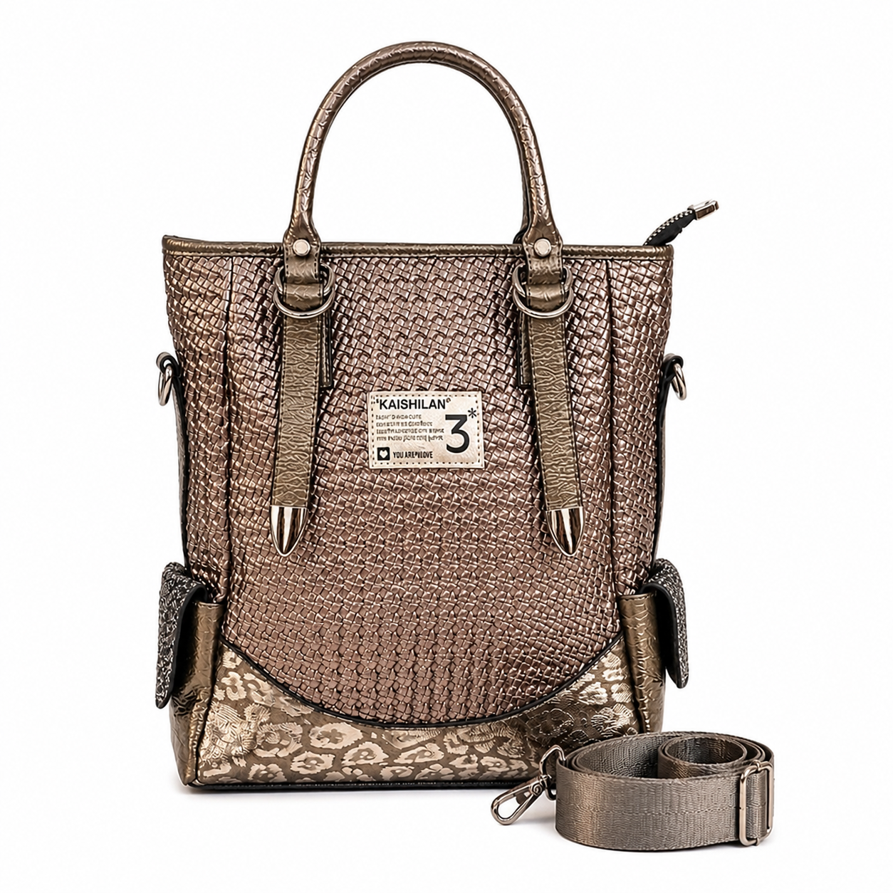 Vienca Woven Straw Luxury Shoulder Bag – Elegant Brown Vegan Leather Summer Design