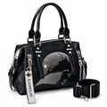 Vienca Black Crystal Accent Luxury Handbag – Elegant Statement Shoulder Bag