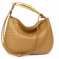 Vienca Camel Woven Luxury Hobo Bag – Elegant Modern Designer Handbag