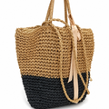 Vienca Two-Tone Woven Luxury Tote – Elegant Boho Everyday Handbag