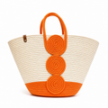 Vienca Orange Spiral Woven Luxury Tote – Chic Summer Resort Handbag