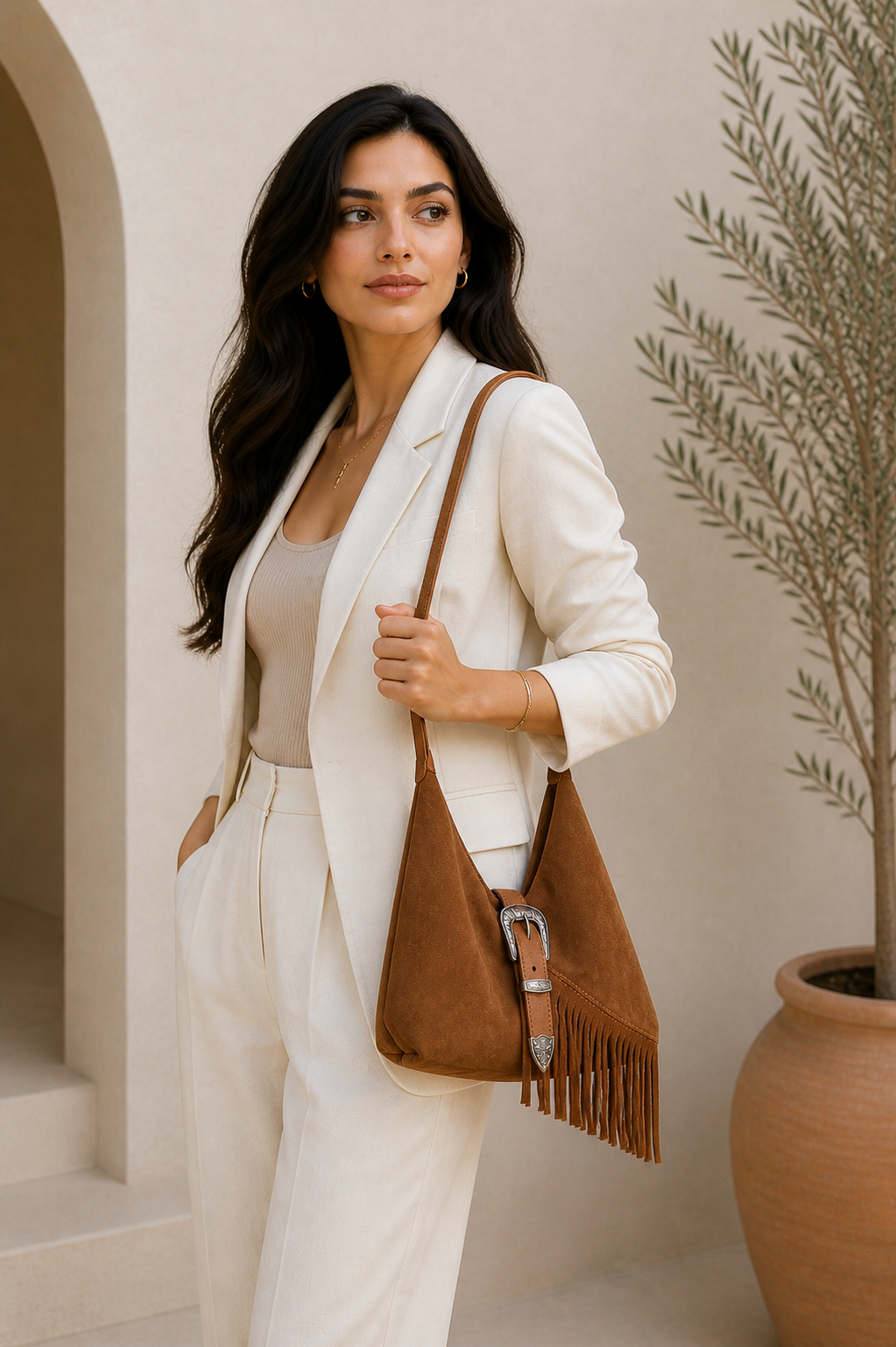Vienca Western Fringe Luxe Shoulder Bag – Boho Chic Designer Handbag