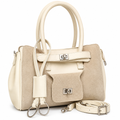 Vienca Ivory Beige Luxe Satchel – Elegant Designer Statement Handbag