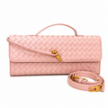 Vienca Blush Pink Woven Luxe Crossbody – Elegant Designer Statement Bag