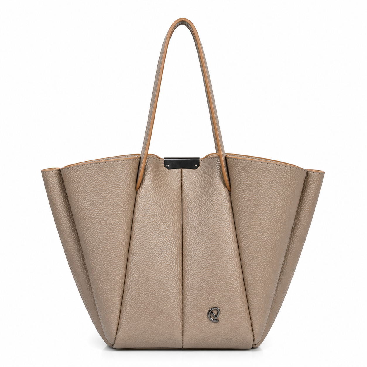 Vienca Taupe Sculpted Carryall – Modern Turkish Designer Tote