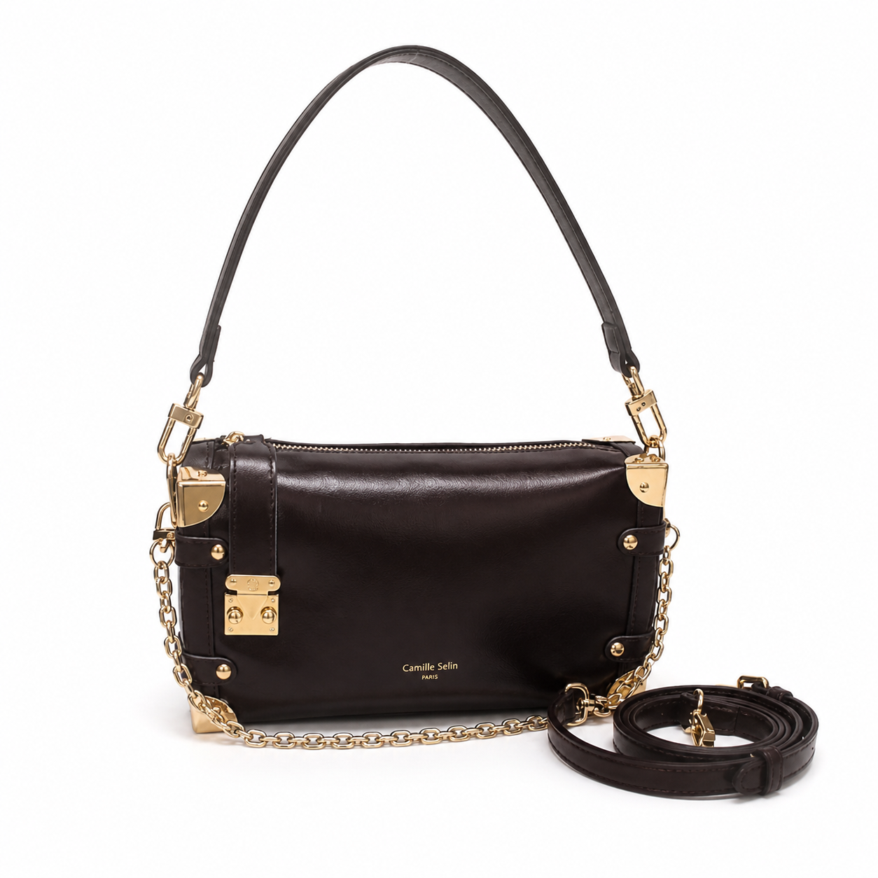 Vienca Noir Gold Accent Shoulder Bag – Sleek Turkish Luxury Crossbody