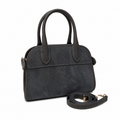 Vienca Charcoal Suede Mini Boston Bag – Elegant Turkish Structured Handbag