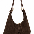 Vienca Mocha Luxe Suede Hobo Bag – Elegant Turkish Designer Shoulder Handbag