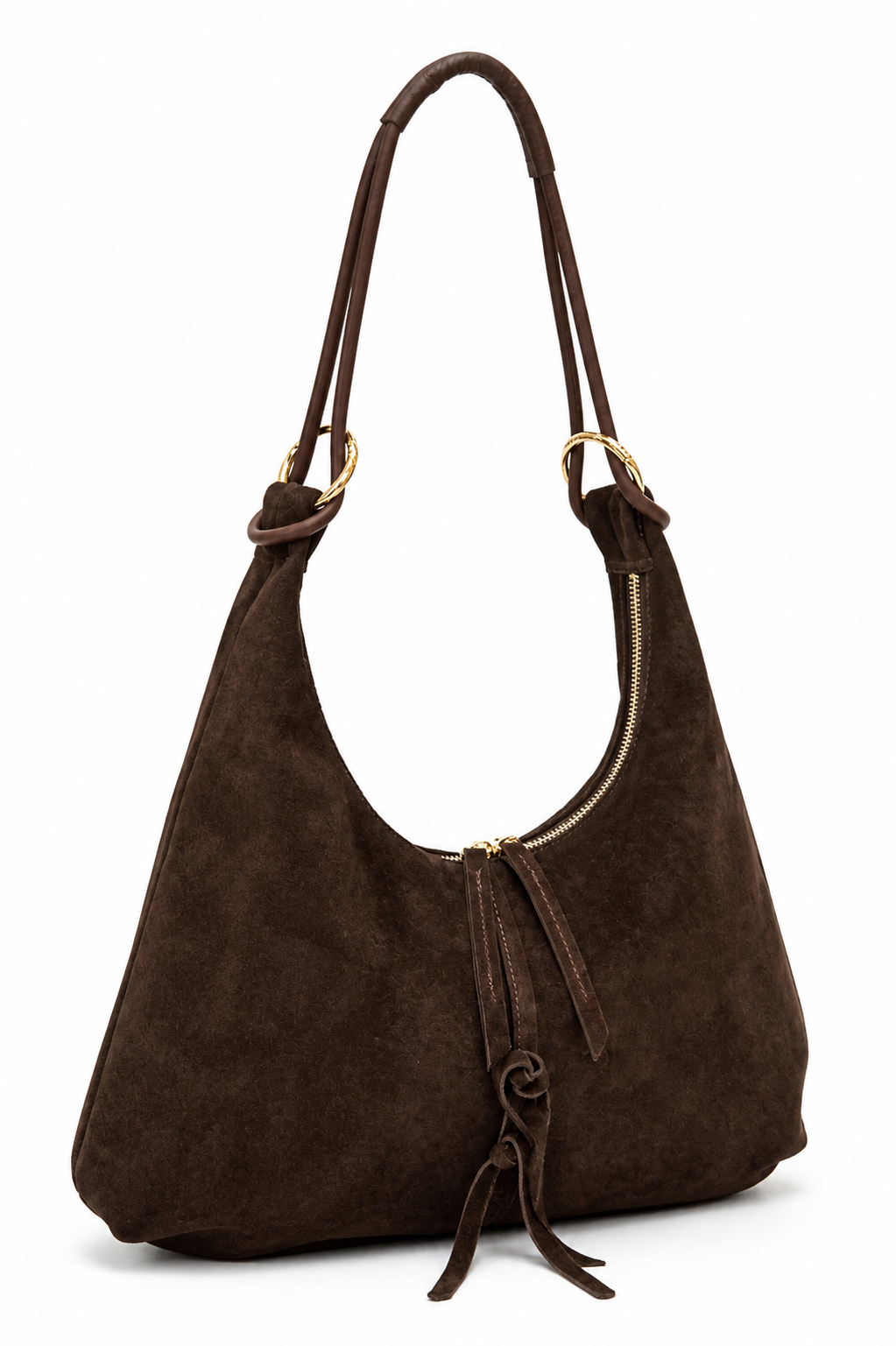 Vienca Mocha Luxe Suede Hobo Bag – Elegant Turkish Designer Shoulder Handbag