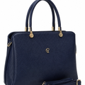Vienca Royal Navy Structured Satchel – Elegant Turkish Designer Handbag