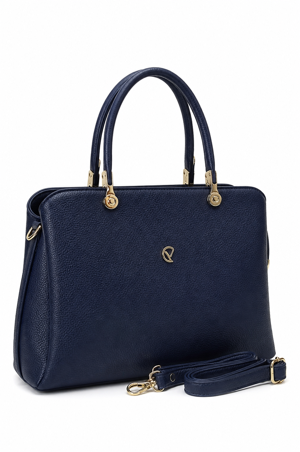 Vienca Royal Navy Structured Satchel – Elegant Turkish Designer Handbag
