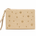 DSN Champagne Crystal Woven Clutch – Elegant Turkish Designer Evening Wristlet