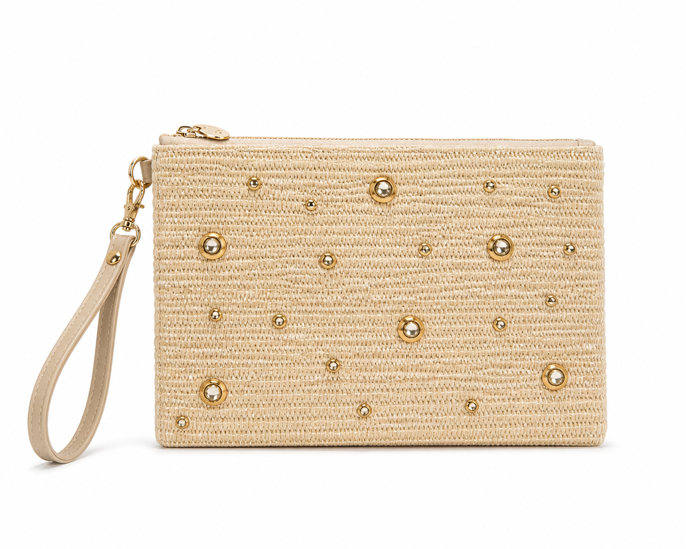 DSN Champagne Crystal Woven Clutch – Elegant Turkish Designer Evening Wristlet