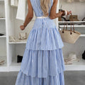 New Imperial Striped Summer Midi Dress – Sleeveless Button-Down Belted Dress