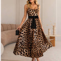 New Imperial Leopard Print Midi Dress – Elegant Belted Statement Dress