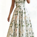 New Imperial Botanical Print Midi Dress – Elegant Strappy Summer Dress