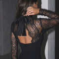 New Imperial Black Lace Evening Gown – Elegant High Neck Bodycon Dres