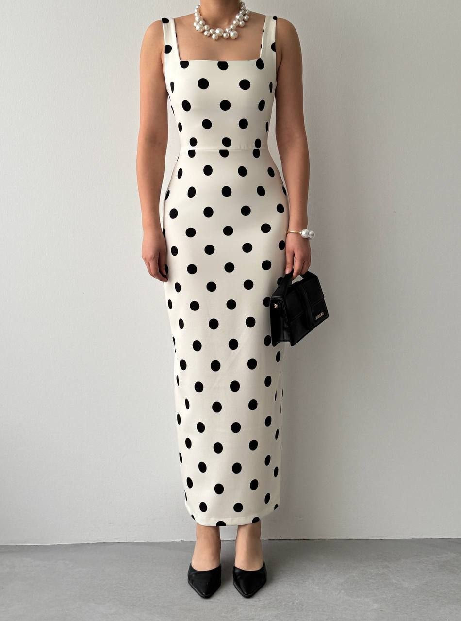Dream Fashion Polka Dot Midi Dress – Elegant Bodycon Midi Dress
