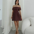 Dream Fashion Off-Shoulder Mini Dress – Polka Dot Flare Mini Dress