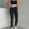 LH Hurrem Black & White Cross-Waist Active Set – Premium Fitness Design