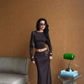 Dream Fashion Mocha Elegance Two Piece Skirt Set – Luxury Chic Women’s Outfit