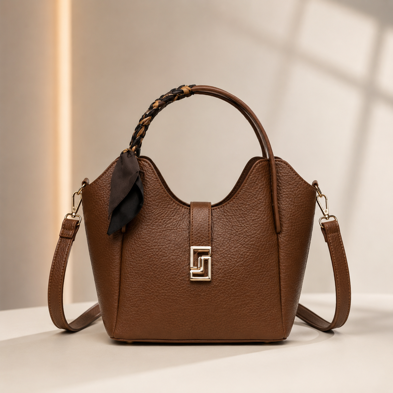 Vienca Brown Elegant Shoulder Bag – Modern Luxury Everyday Handbag