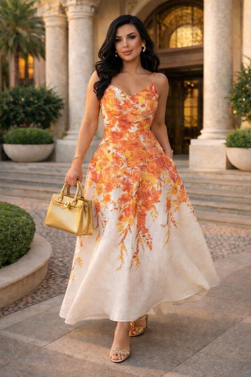 Sunset Bloom Floral Midi Dress
Elegant Summer Garden Party Dress for Women