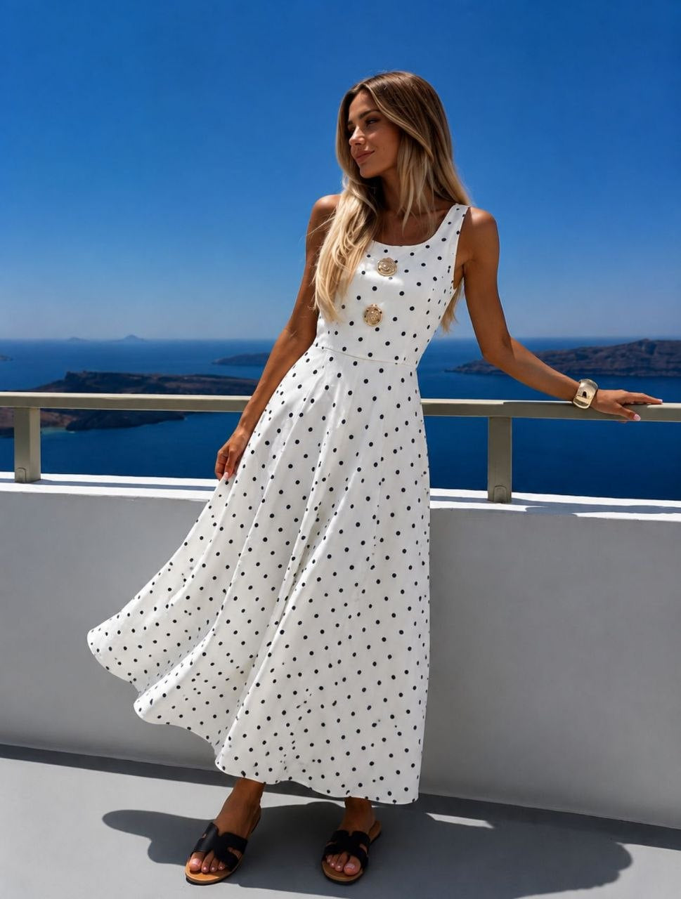 Santorini Polka Dot Maxi Dress
