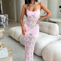 Blush Romance Lace Maxi Dress – Elegant Sheer Floral Evening & Special Occasion Dress