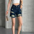Women's High-Waist Distressed Denim Shorts