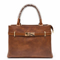 Molita Warm Brown Classic Handbag with Gold Lock Detail – Turkish Design