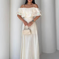 ASPRIN Elegant Off-Shoulder Maxi Dress – Luxury Turkish Summer Dress