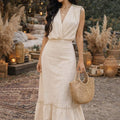 ASPRIN Beige Boho Midi Dress – Luxury Turkish Summer Style