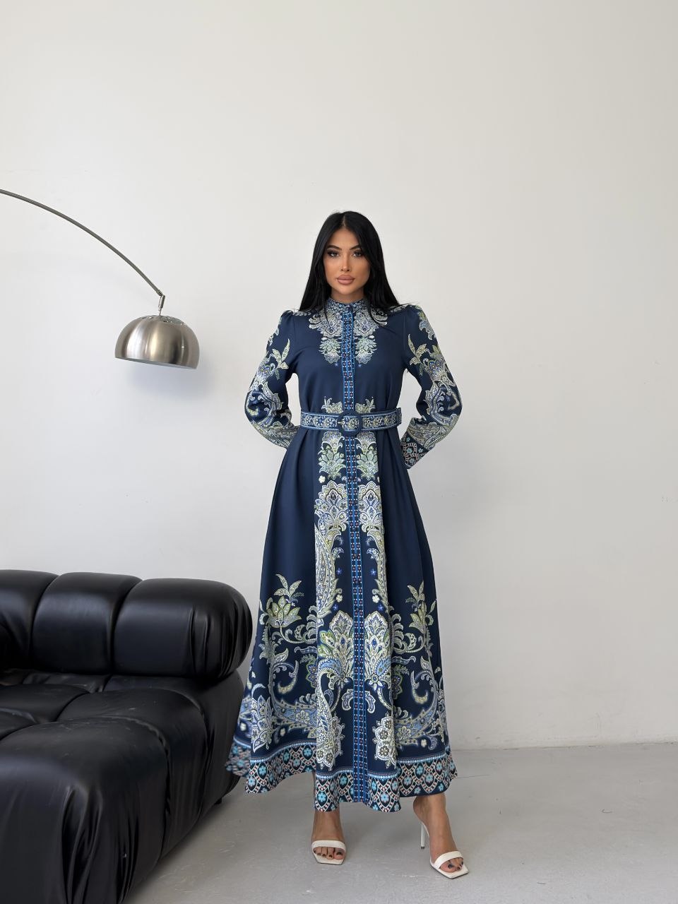 MSN Sapphire Paisley Maxi Dress – Luxury Turkish Evening Elegance