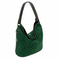 Sellona Bag Green Suede Hobo Shoulder Bag with Zipper Detail – Turkish Design