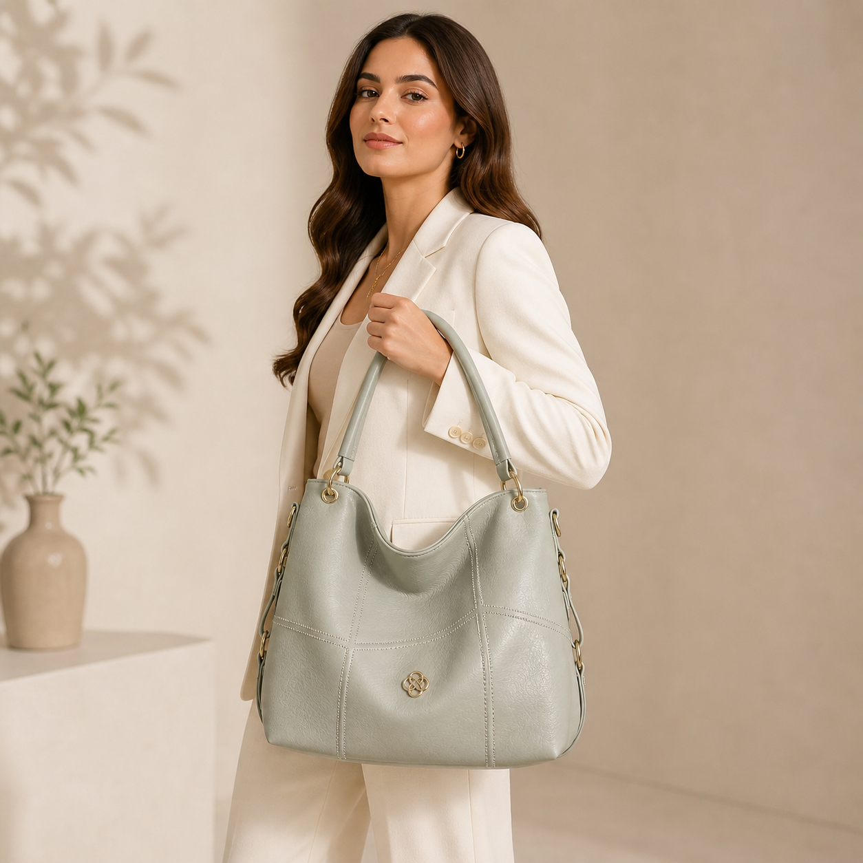 Molita Light Grey Soft Leather Shoulder Handbag – Turkish Design