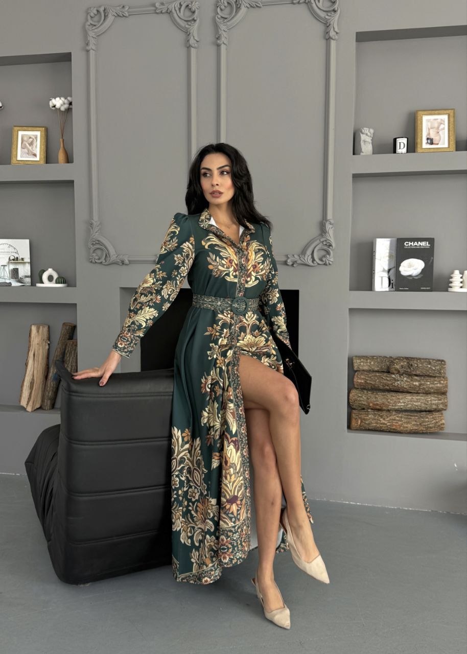 MSN Emerald Royale Slit Maxi Dress – Luxury Turkish Evening Fashion