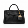 Molita Black Woven Leather Tote Bag with Charm – Turkish Design