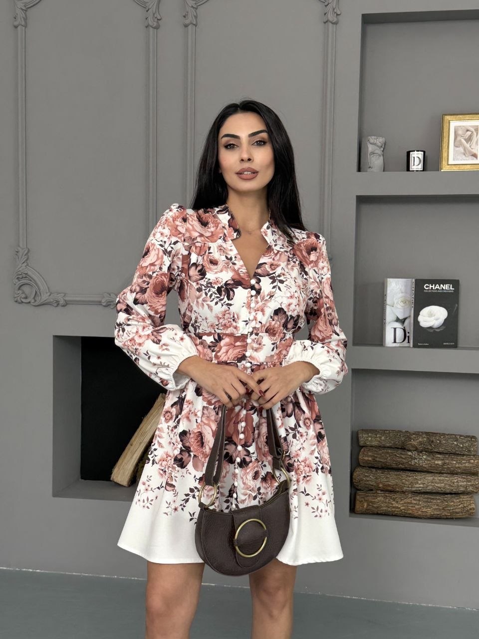MSN Rosewood Bloom Mini Dress – Luxury Turkish Floral Elegance