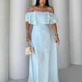 ASPRIN Sky Breeze Off-Shoulder Maxi Dress – Luxury Turkish Summer Dress