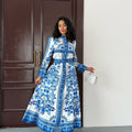 MSN Azure Garden Maxi Dress – Luxury Turkish Floral Elegance