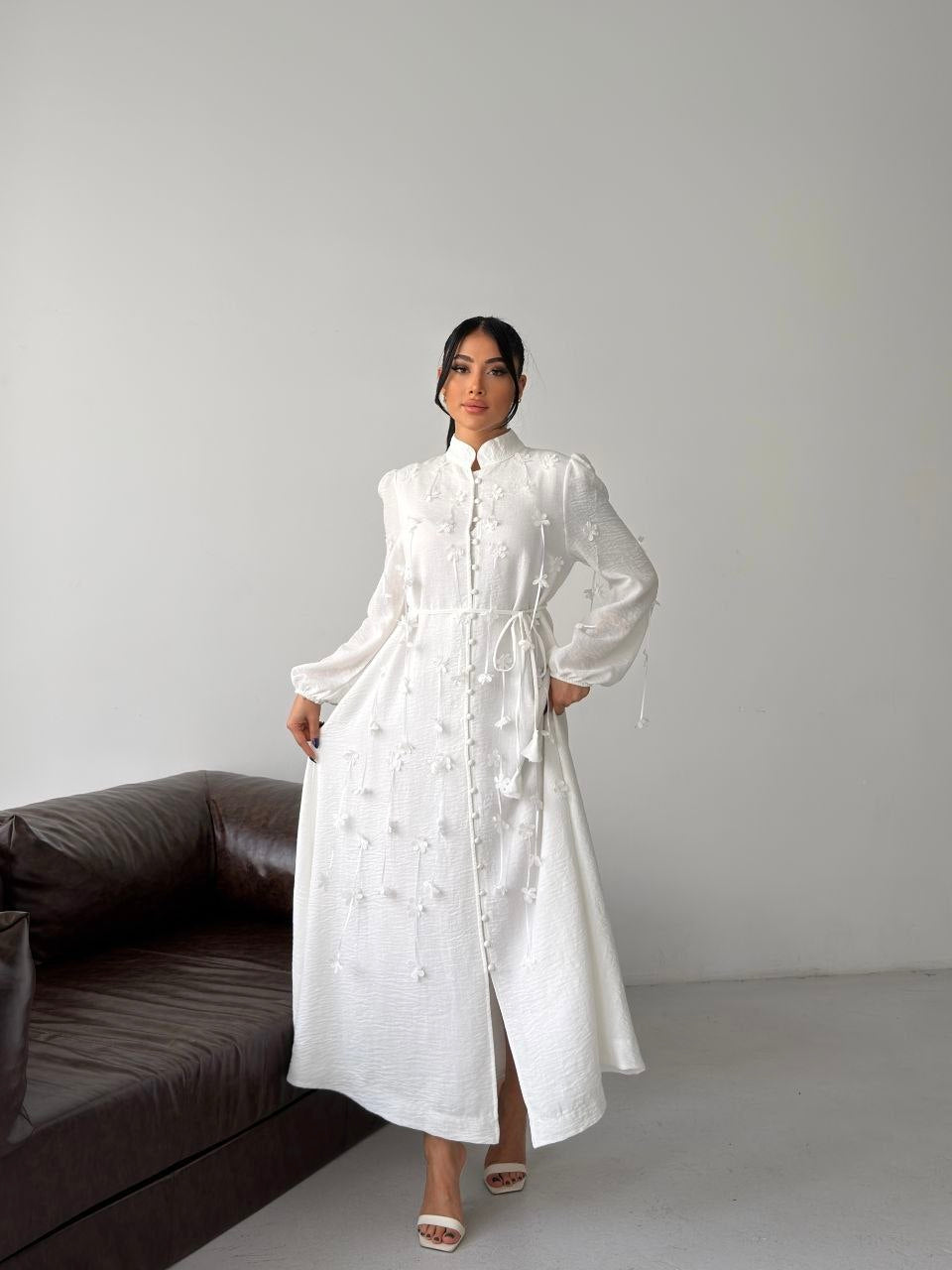 MSN White Blossom Maxi Dress – Luxury Turkish Elegant Style