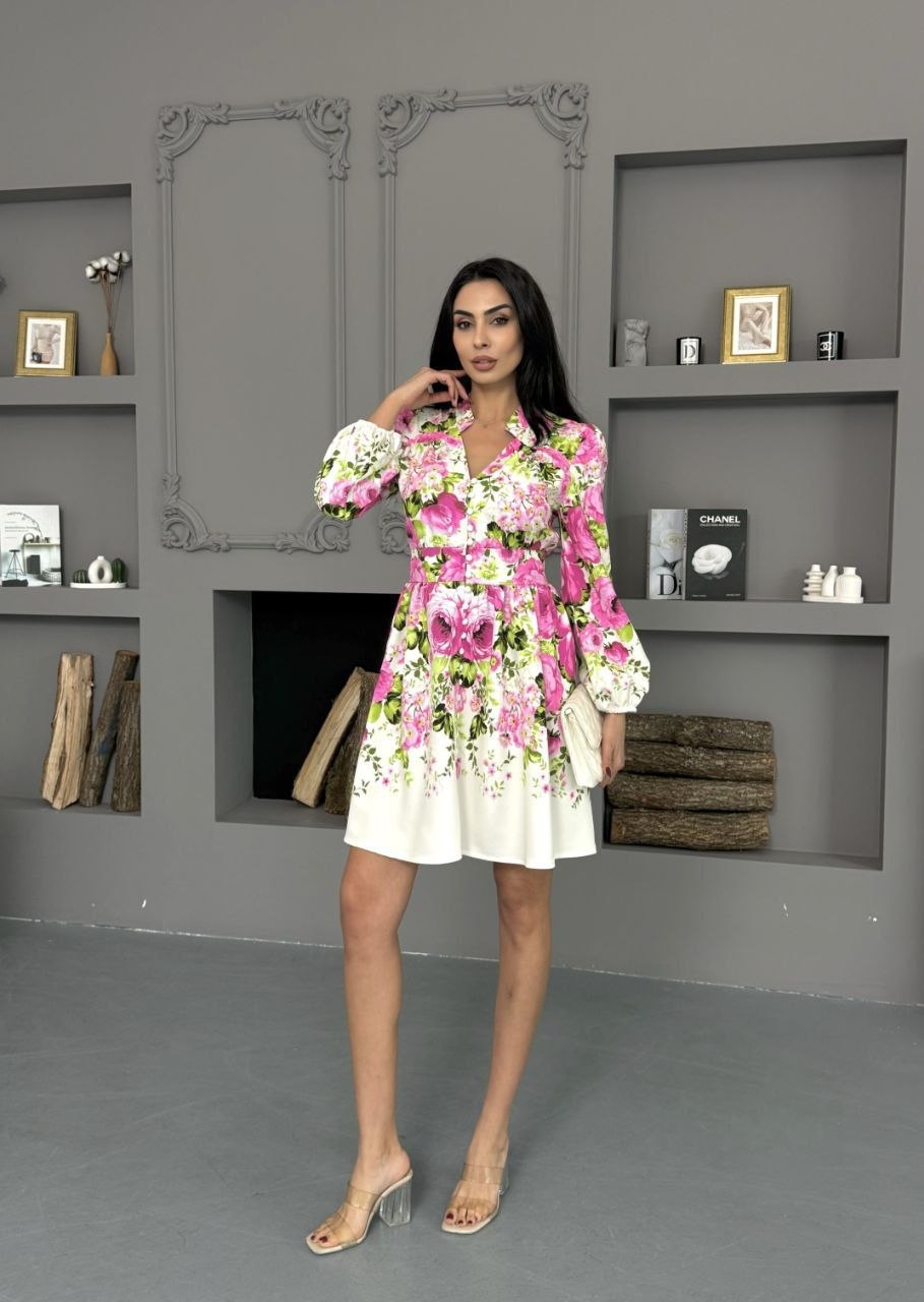 MSN Pink Blossom Mini Dress – Luxury Turkish Floral Elegance