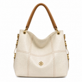 Molita Cream Leather Shoulder Handbag with Tan Handle – Turkish Design