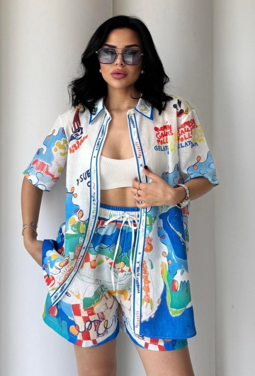 ASPRIN Ocean Splash Linen Set – Luxury Turkish Summer Outfit