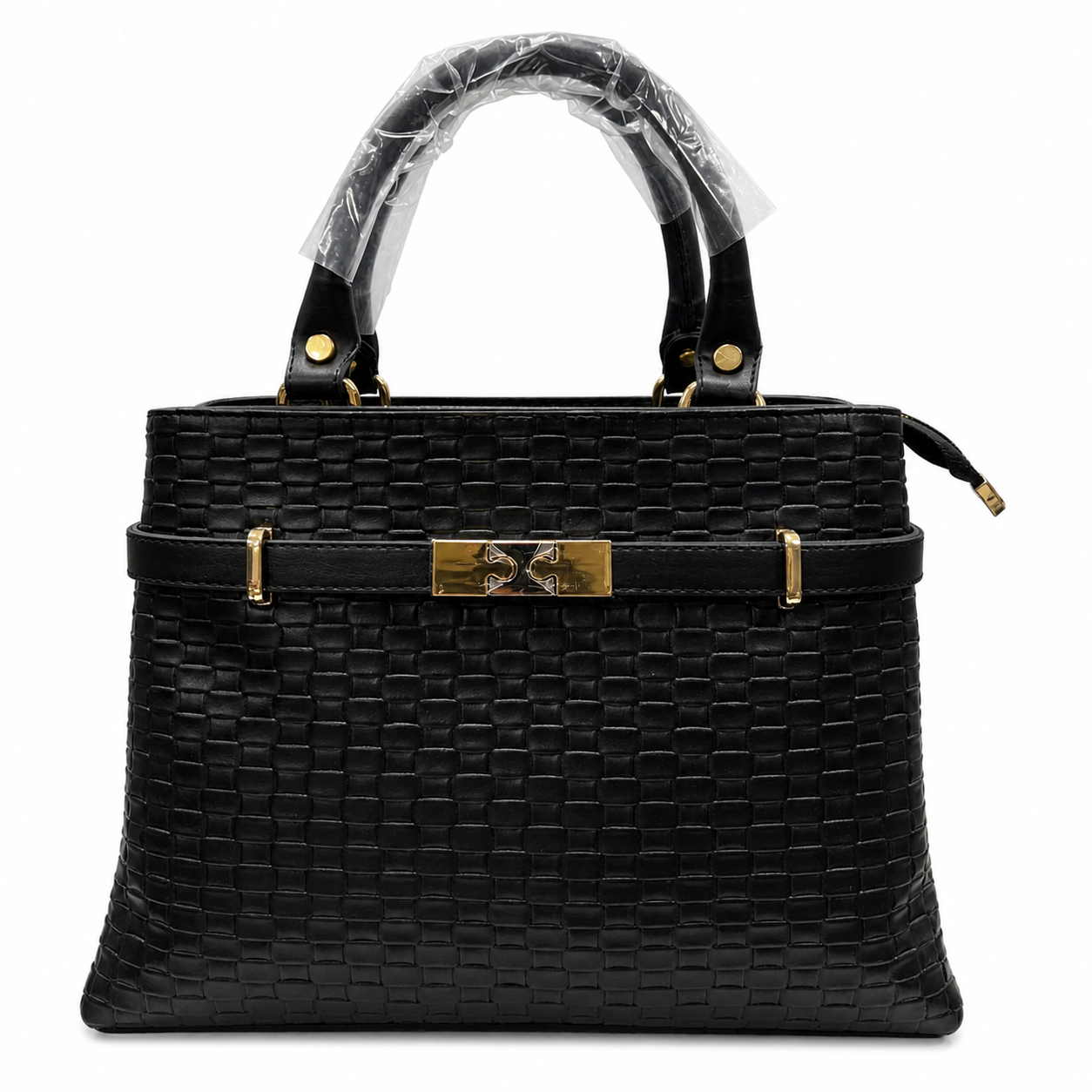 Molita Black vegan Leather Handbag with Gold Lock Detail – Turkish Design