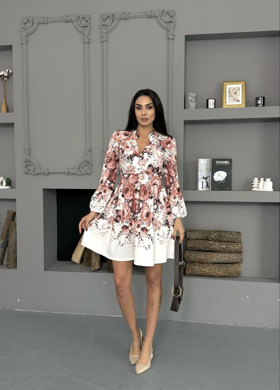 MSN Rosewood Bloom Mini Dress – Luxury Turkish Floral Elegance